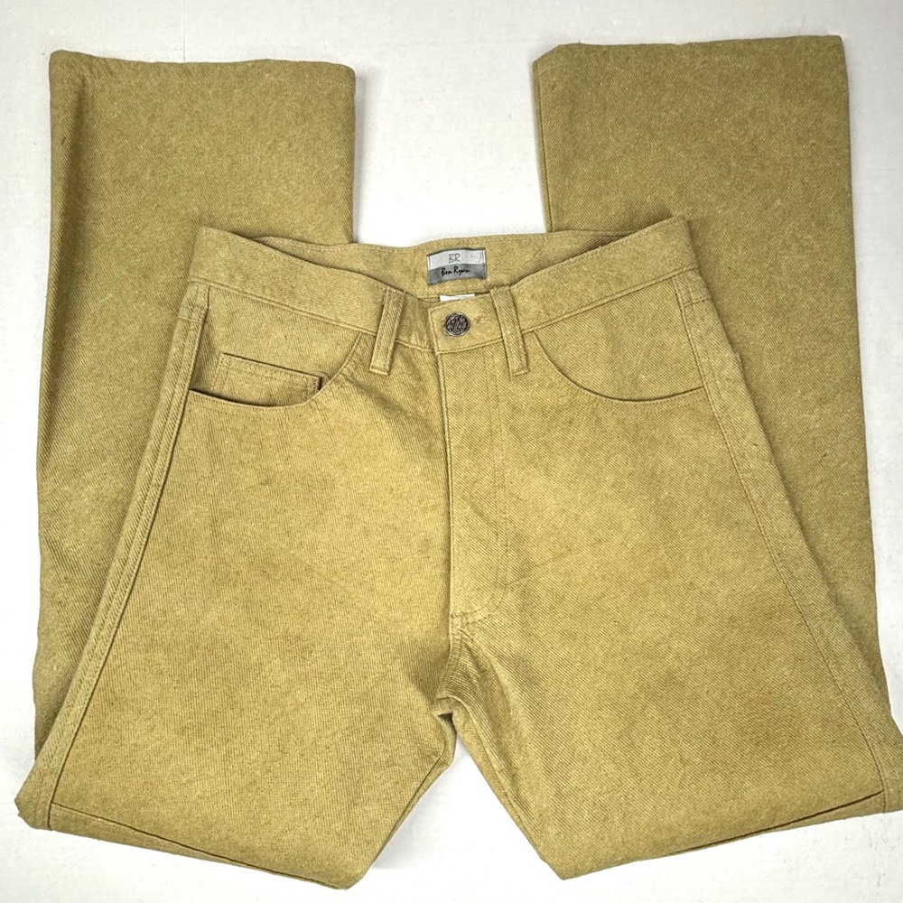VTG Ben Ryan Chartreuse Wood Pulp Bootcut Pants Barrel Women 28X30 Thin USA NWOT - Picture 10 of 10